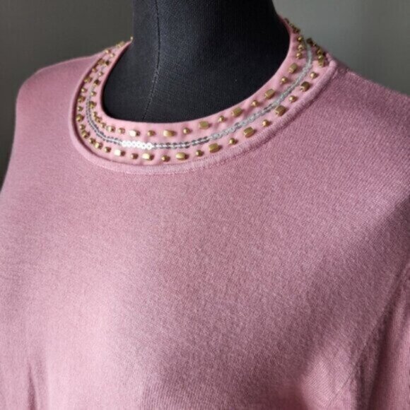 Mismash Long Rose Beaded Sweater Size Small - Picture 7 of 13